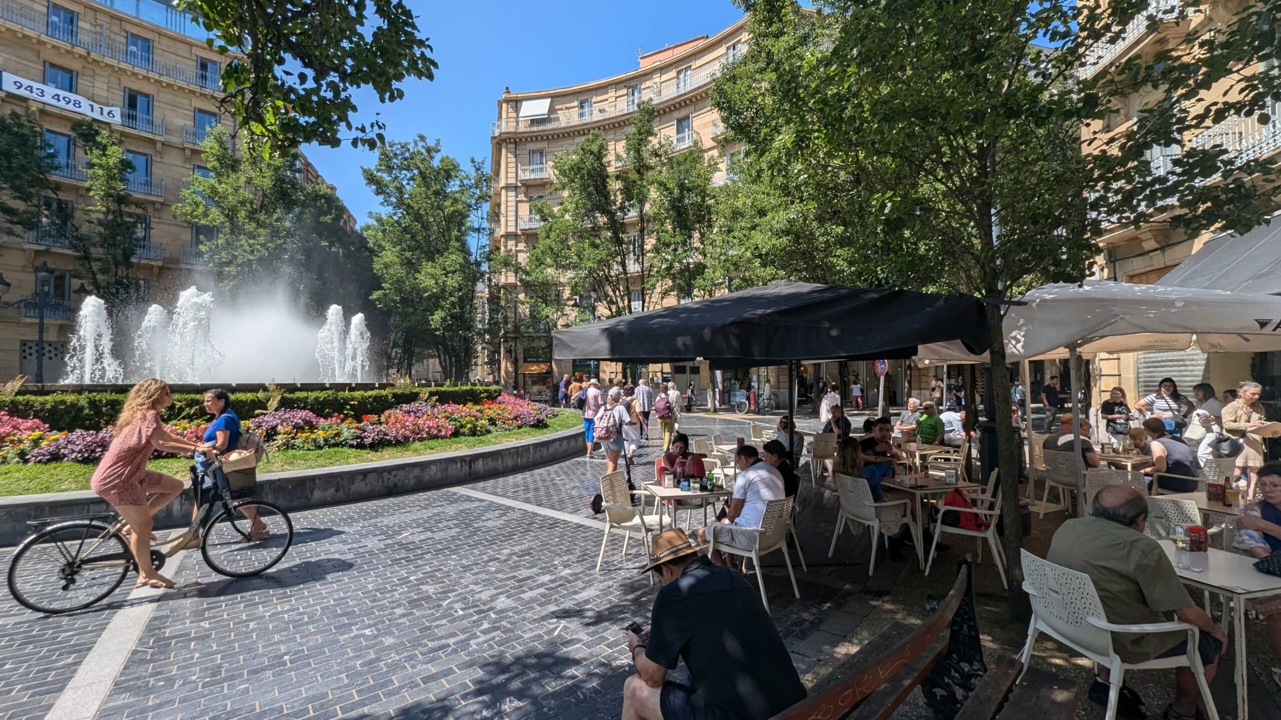 Plaza Bilbao in the Barrio Centro of San Sebastian is picturesque al fresco spot for a coffee.